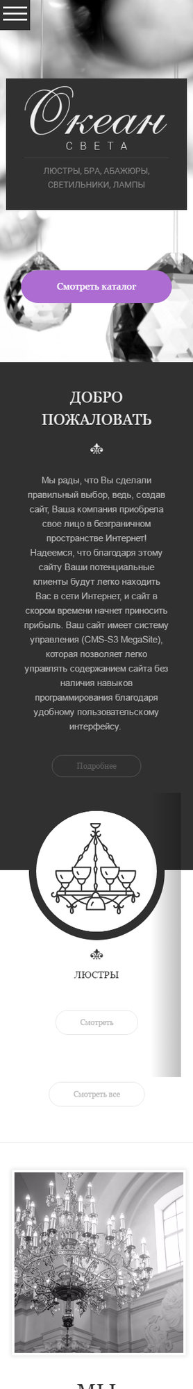 Готовый Сайт-Бизнес № 1596040 - Освещение, люстры (Мобильная версия)