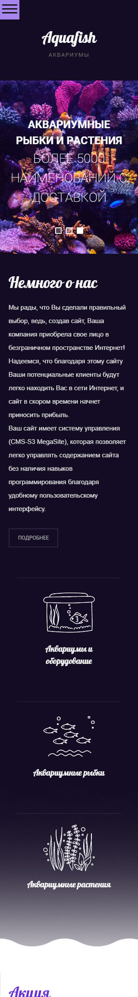 Готовый Сайт-Бизнес № 1953764 - Аквариумы (Мобильная версия)