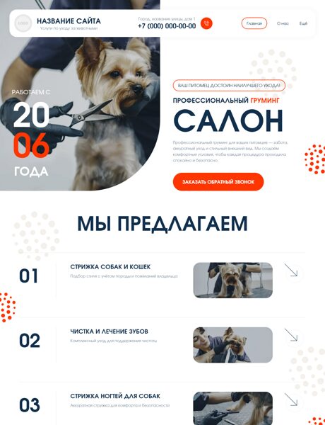 Готовый Сайт-Бизнес № 8793451 - Услуги по уходу за животными (Превью)