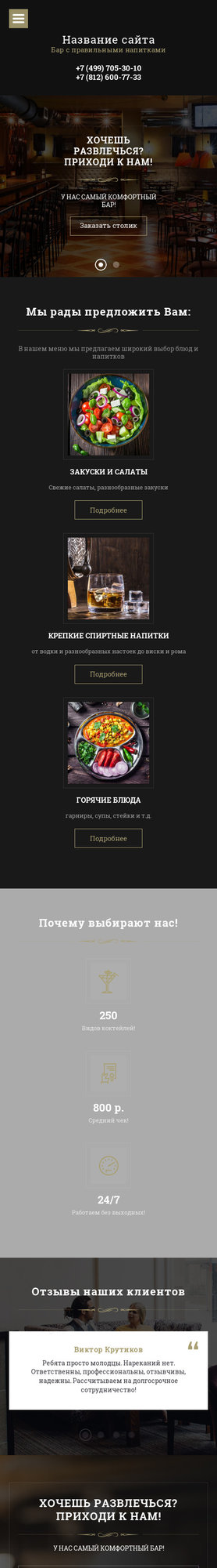 Готовый Сайт-Бизнес № 2004184 - Бар с правильными напитками (Мобильная версия)