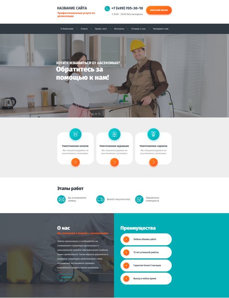 Готовый Сайт-Бизнес № 1765379 - Служба уничтожения насекомых (Превью)