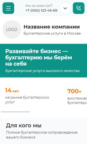 Готовый Сайт-Бизнес № 4384707 - Сайт для бухгалтерских услуг (Мобильная версия)