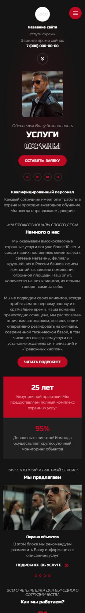 Готовый Сайт-Бизнес № 5989858 - Услуги охраны (Мобильная версия)