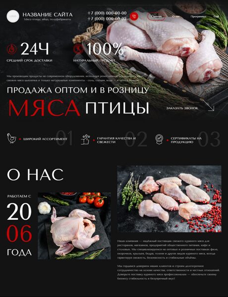 Готовый Сайт-Бизнес № 7601281 - Мясо птицы, яйцо, полуфабрикаты (Превью)